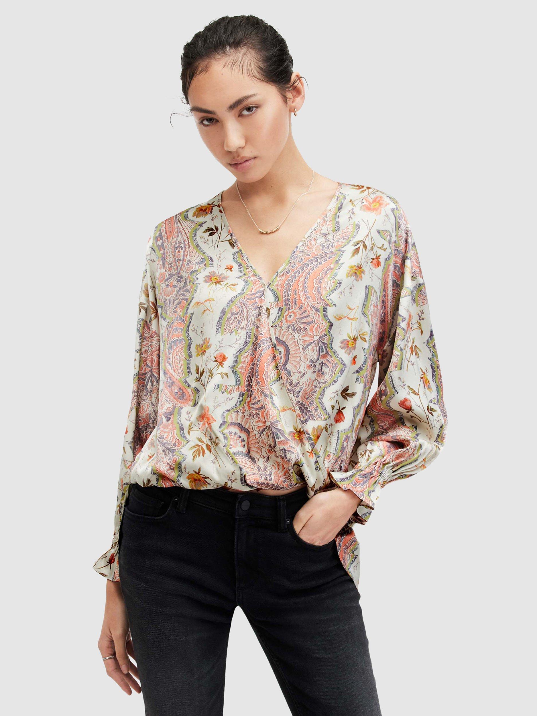 AllSaints Penny Cascade Blouse, Spring Green