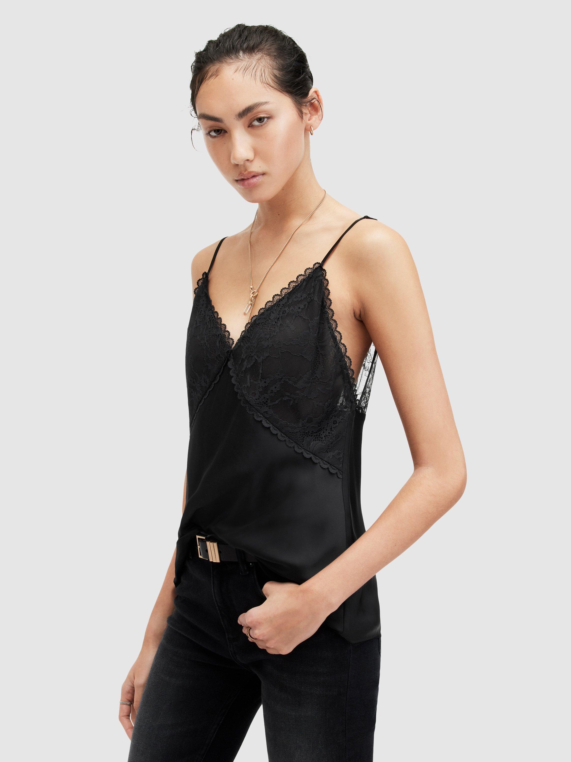AllSaints Immy Lace Camisole Top, Black