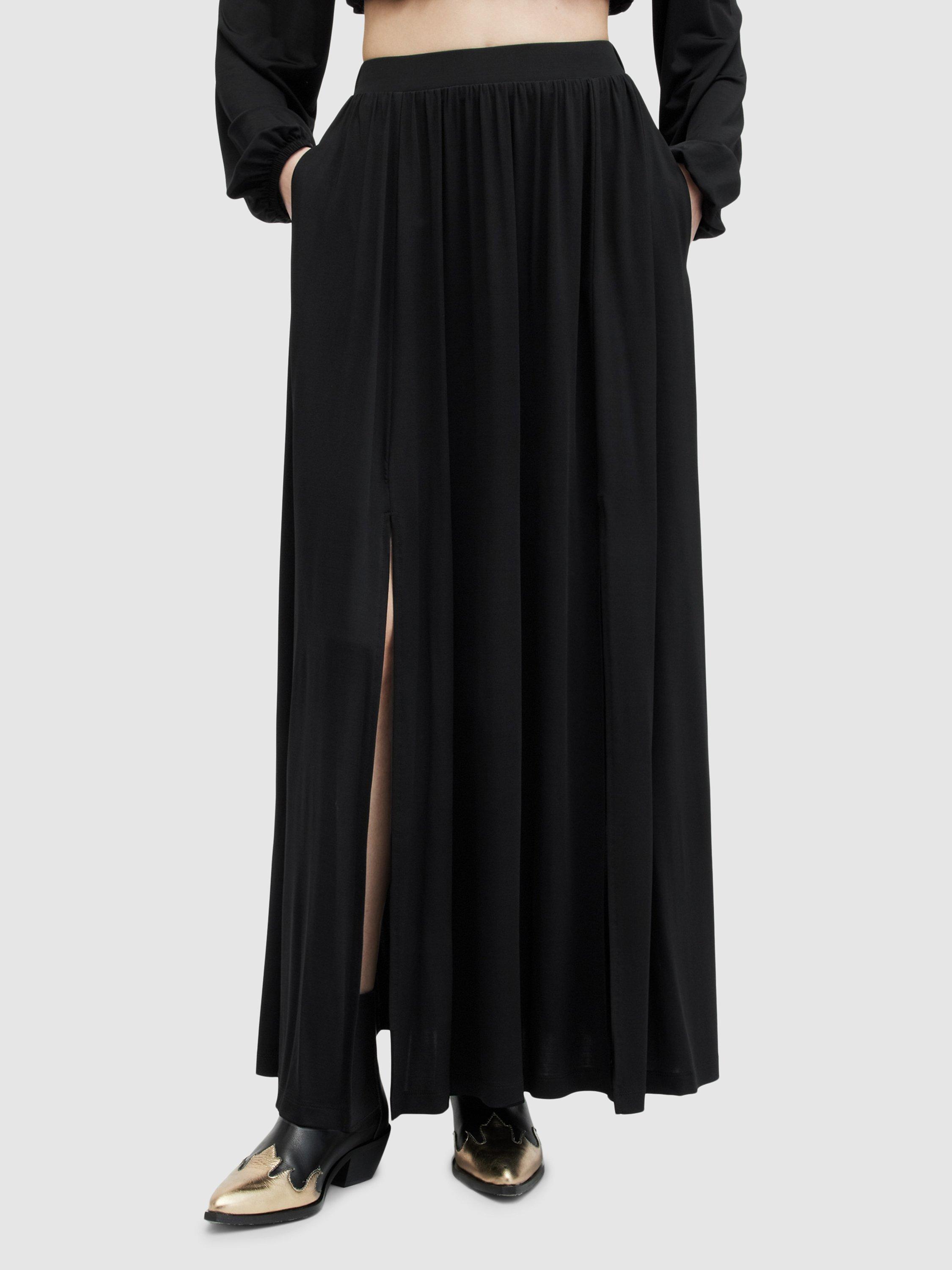 AllSaints Casandra Draped Maxi Skirt Black