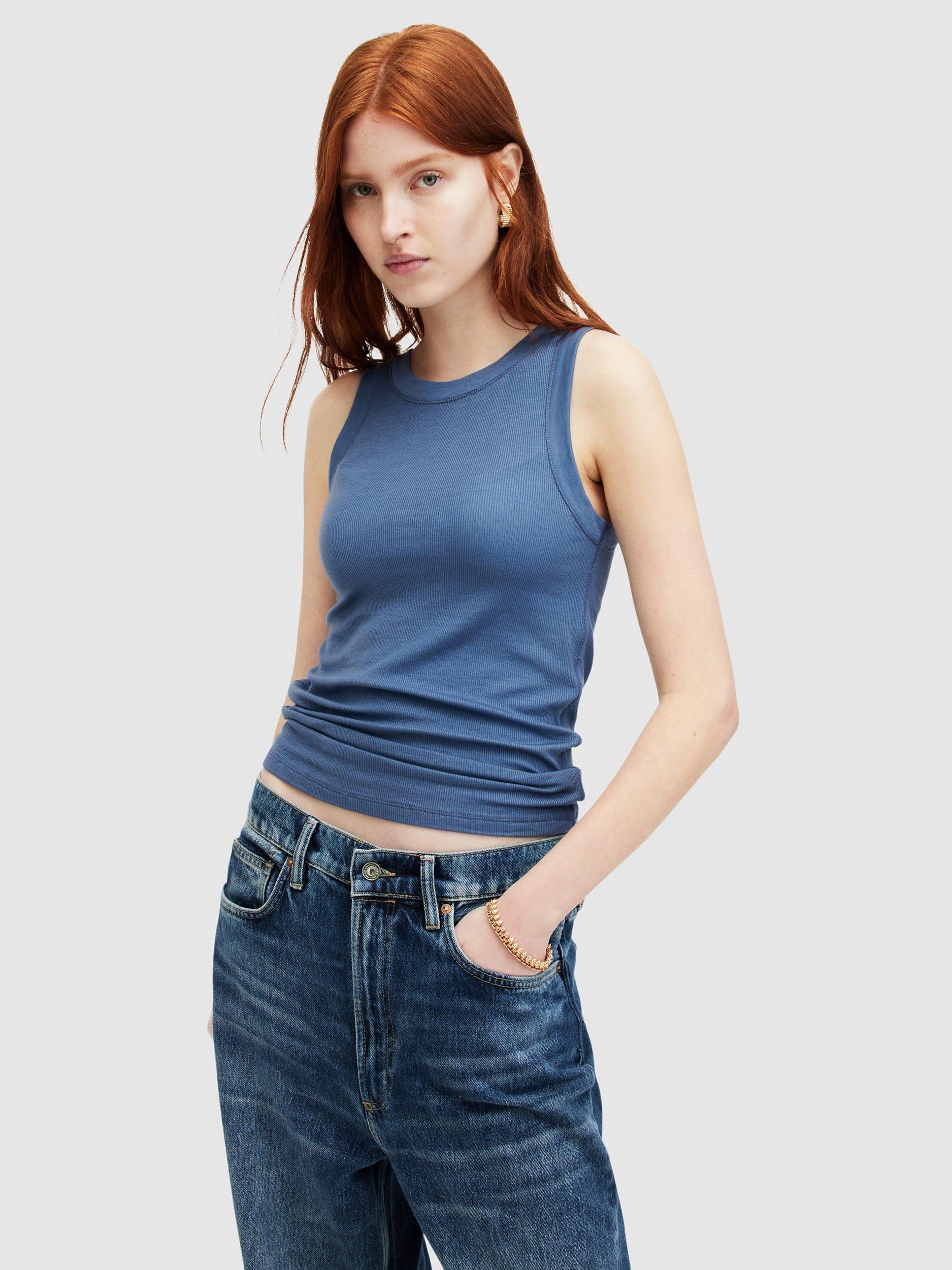 AllSaints Rina Tank Top, Petrol Blue