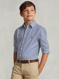 Ralph Lauren Kids' Signature Logo Stripe Sport Shirt, Navy/White