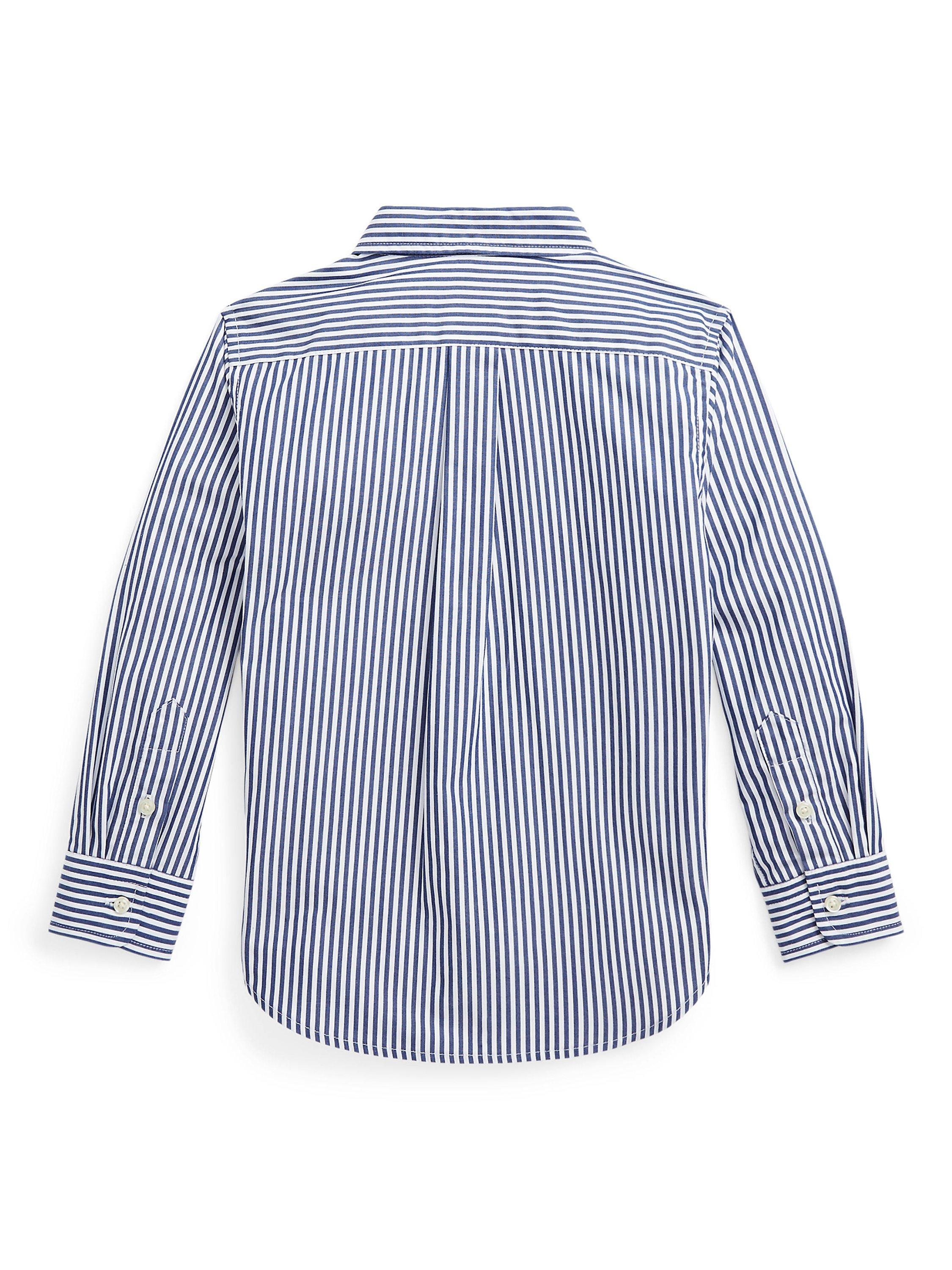 Product image 2 of 2, which shows Polo Ralph Lauren Kids' Signature Logo Stripe Sport Shirt, Navy/White, 4 years