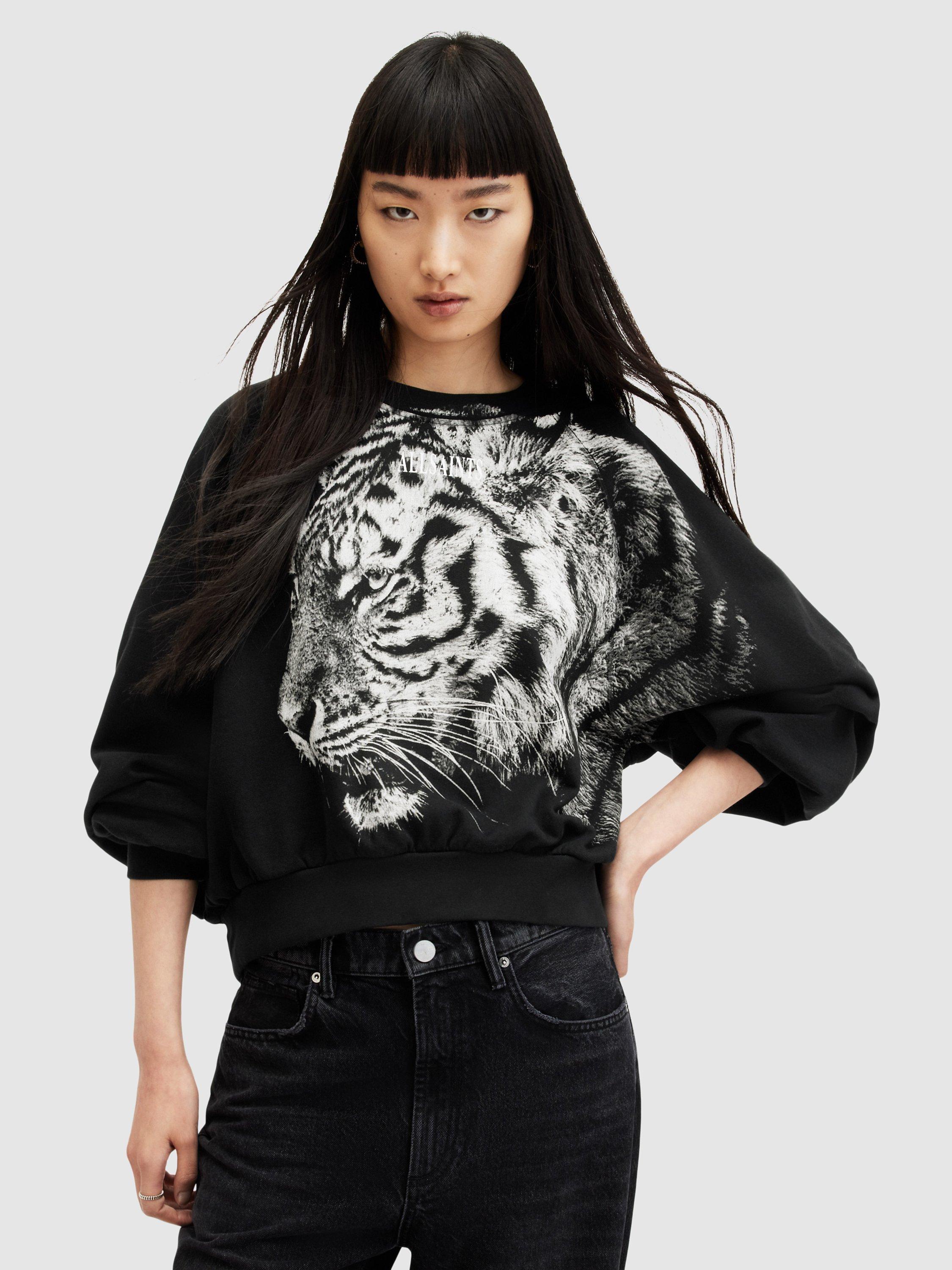 AllSaints Tigress Oversized Cygni Sweatshirt, Black