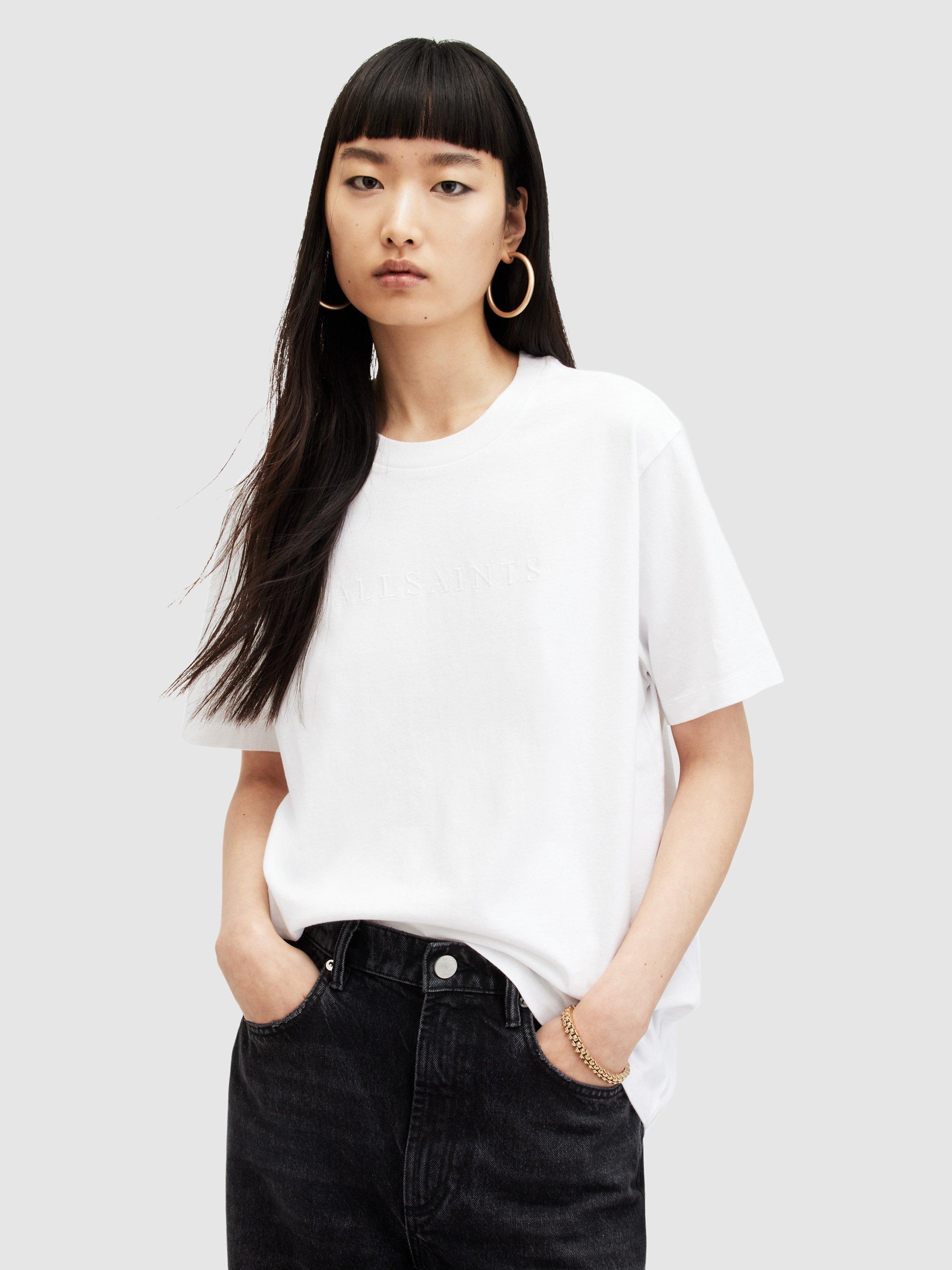 AllSaints Pippa Organic Cotton Logo T-shirt, White