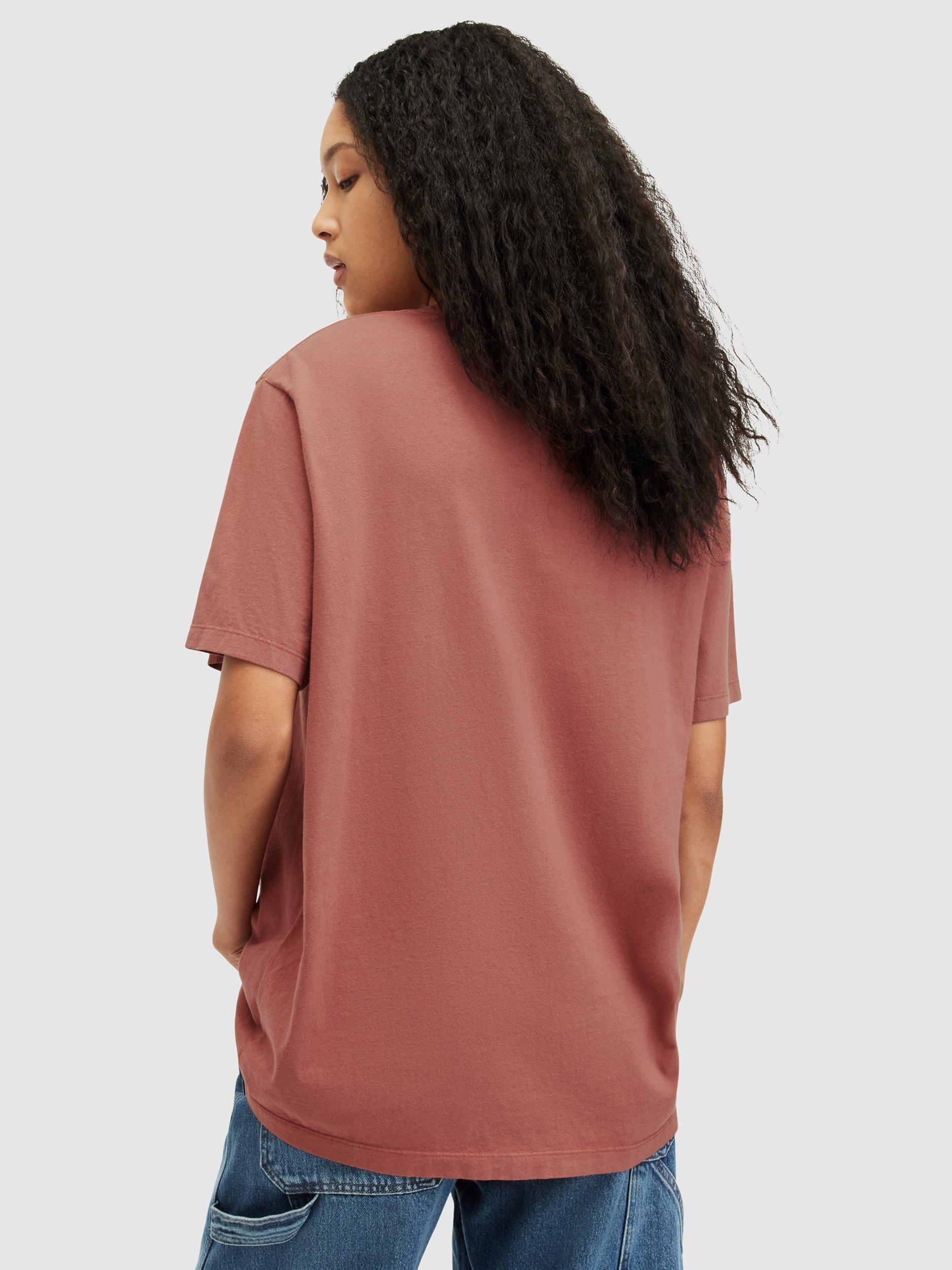 Product image 2 of 6, which shows AllSaints Pippa Boyfriend Fit T-Shirt, Rich Pink, XS