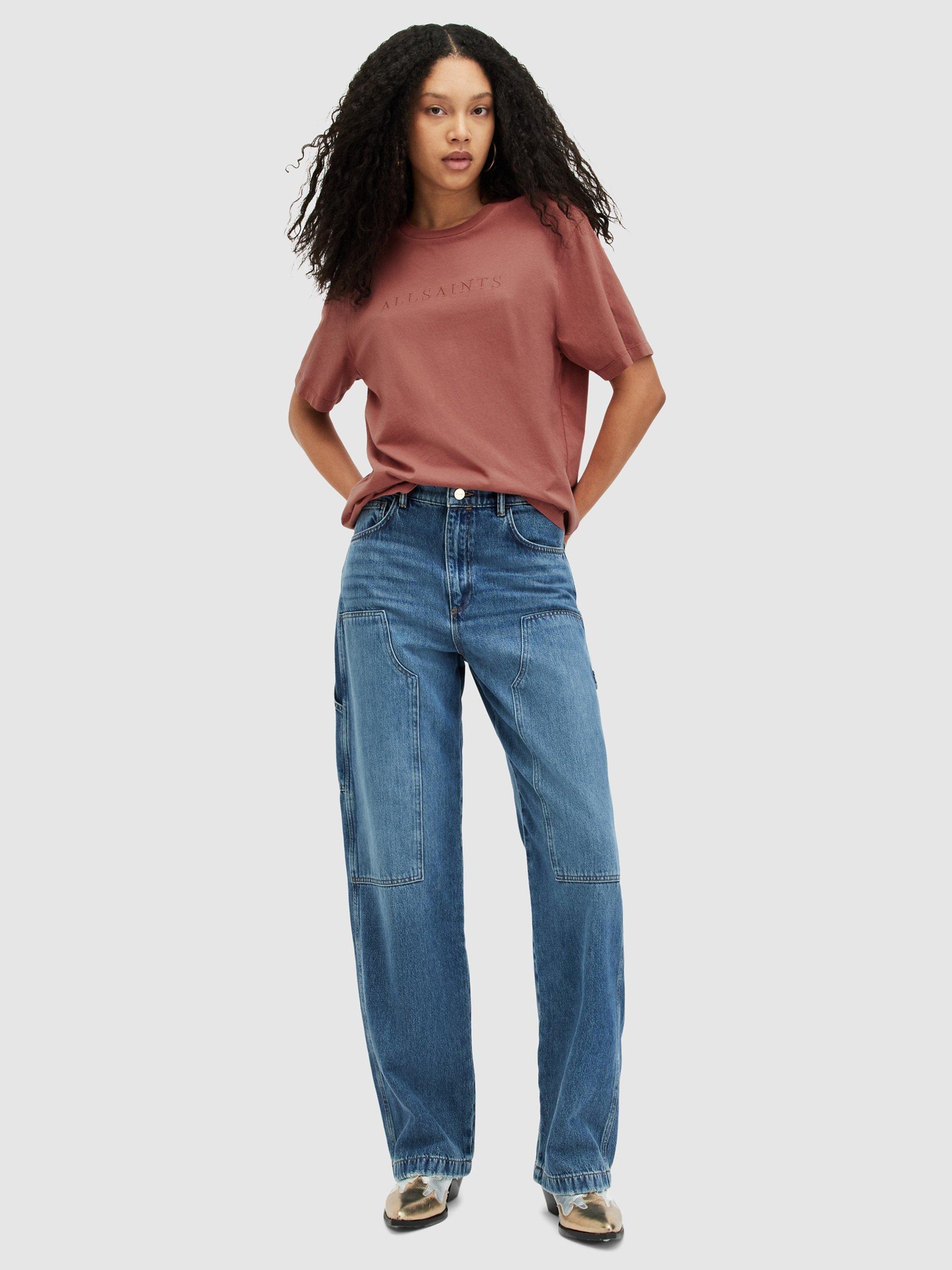 Product image 3 of 6, which shows AllSaints Pippa Boyfriend Fit T-Shirt, Rich Pink, XS
