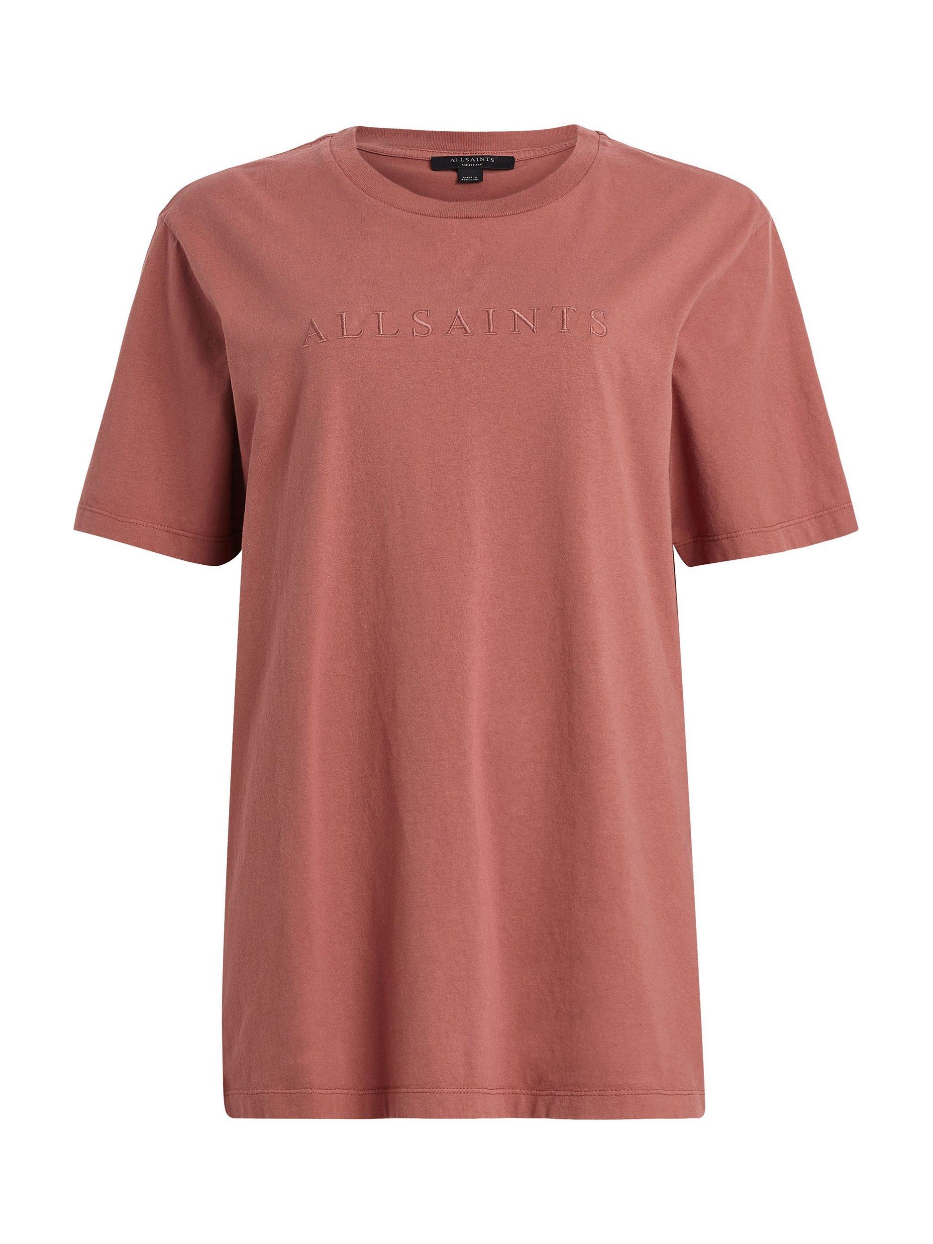 Product image 4 of 6, which shows AllSaints Pippa Boyfriend Fit T-Shirt, Rich Pink, XS