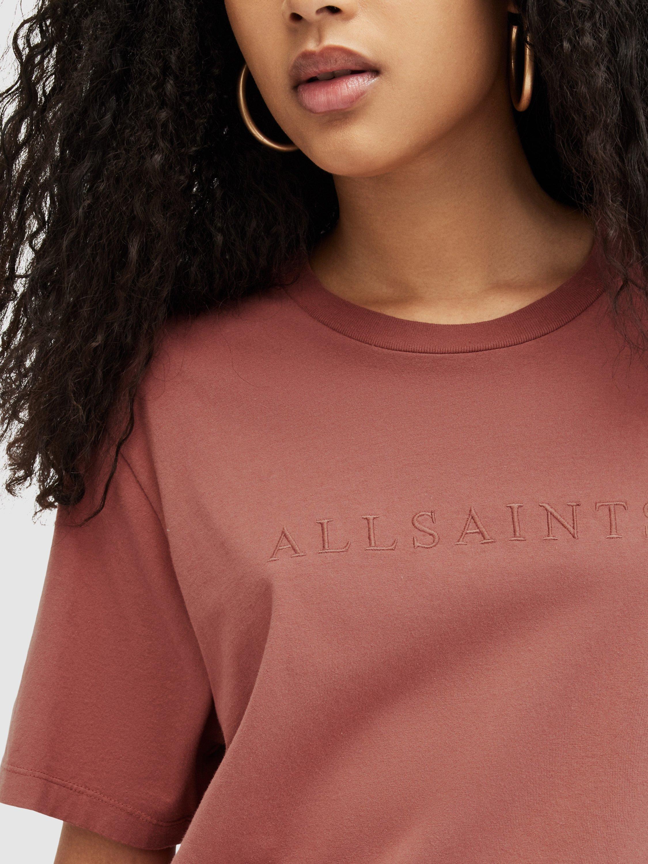 Product image 5 of 6, which shows AllSaints Pippa Boyfriend Fit T-Shirt, Rich Pink, XS