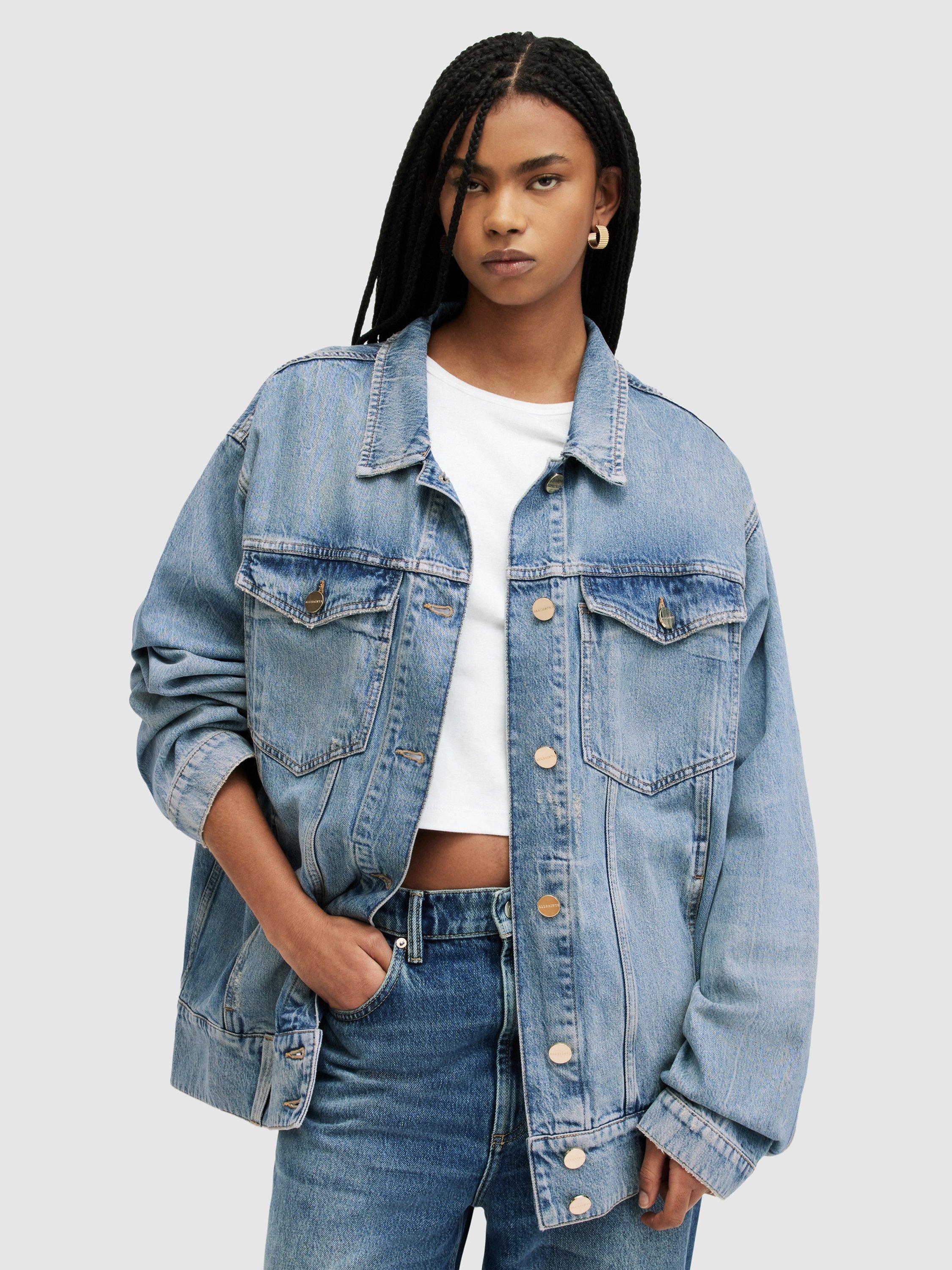 AllSaints Willow Oversized Denim Jacket, Vintage Indigo