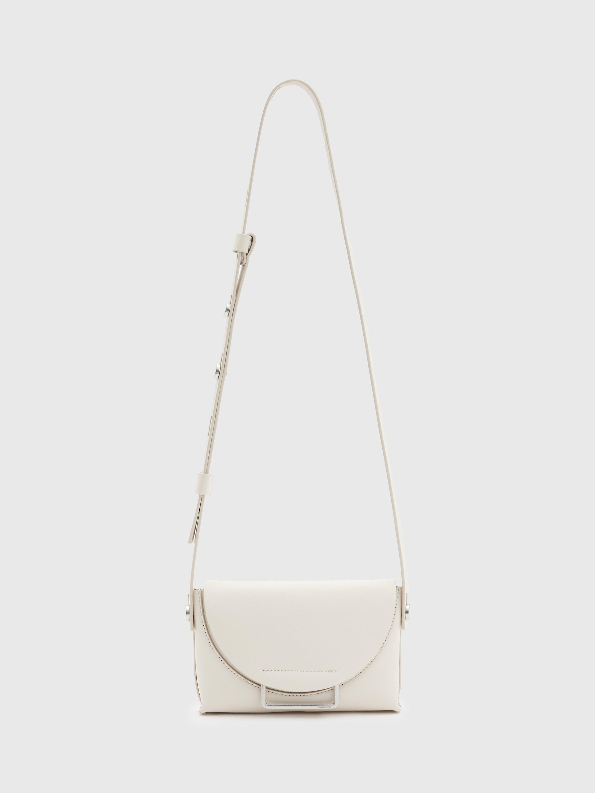 AllSaints Francine Leather Crossbody Bag, Desert White, One Size