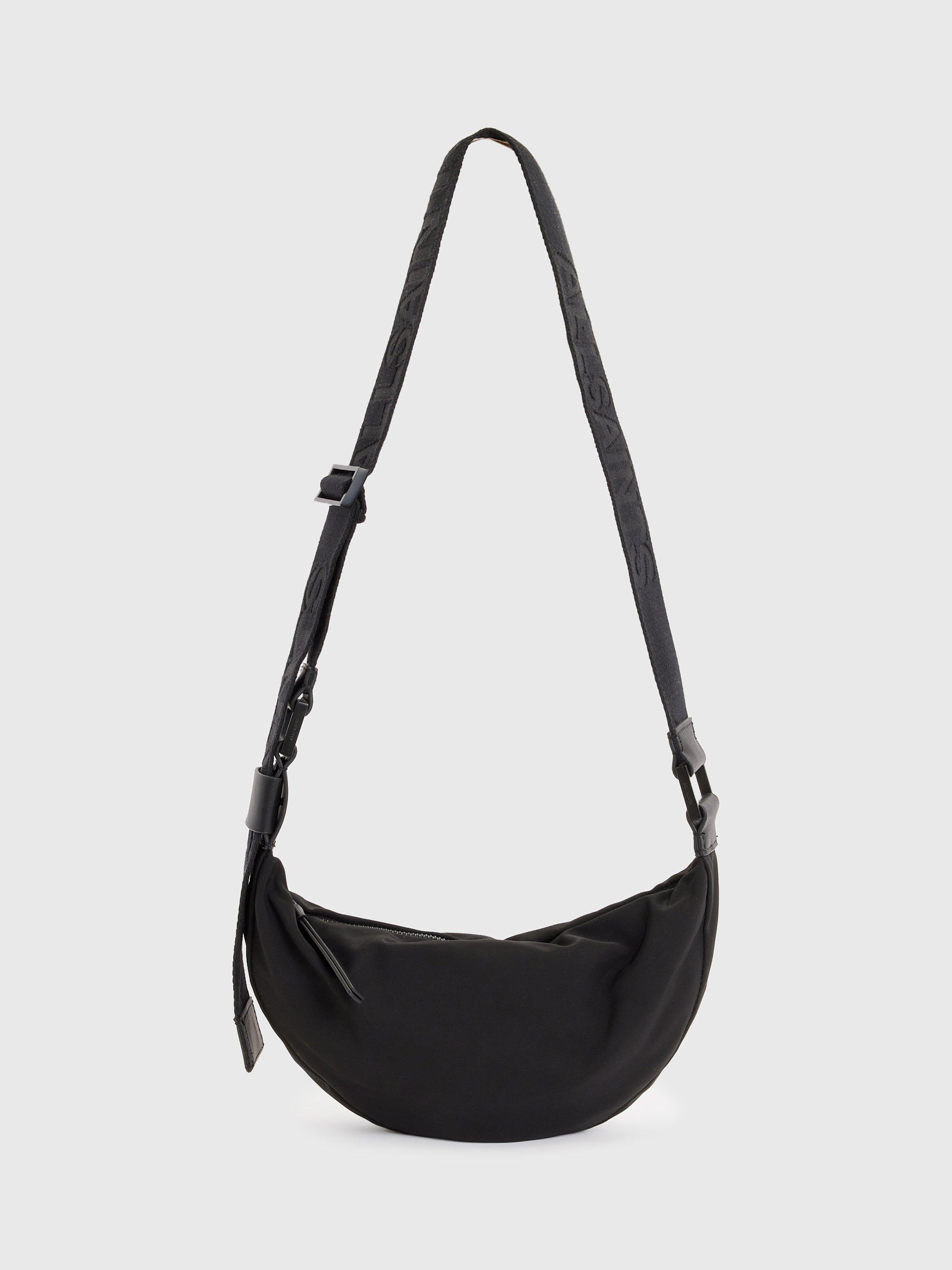 AllSaints Half Moon Recycled Cross Body Bag, Black