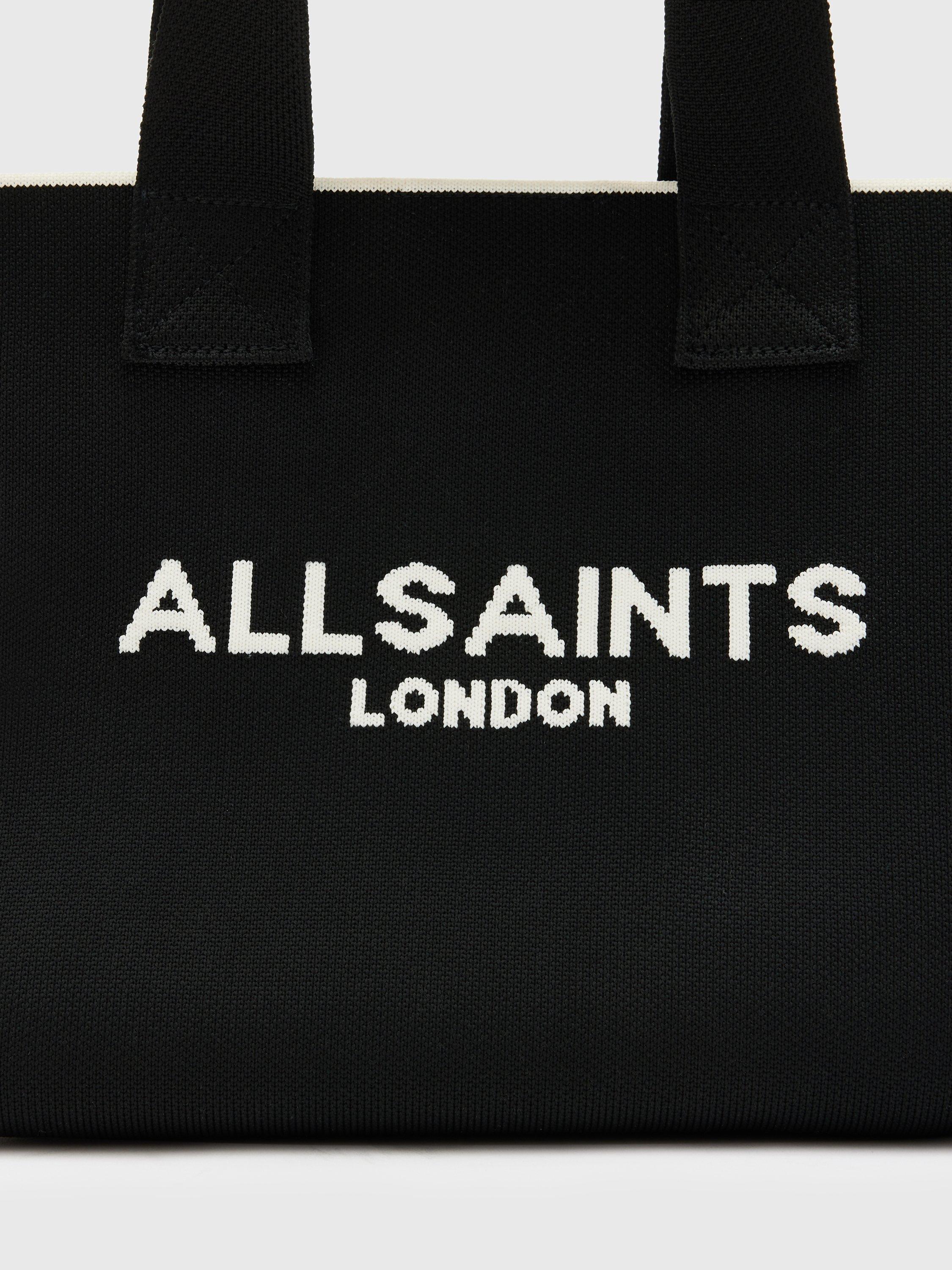Product image 5 of 6, which shows AllSaints Izzy Knitted Recycled Mini Tote Bag, Black, One Size