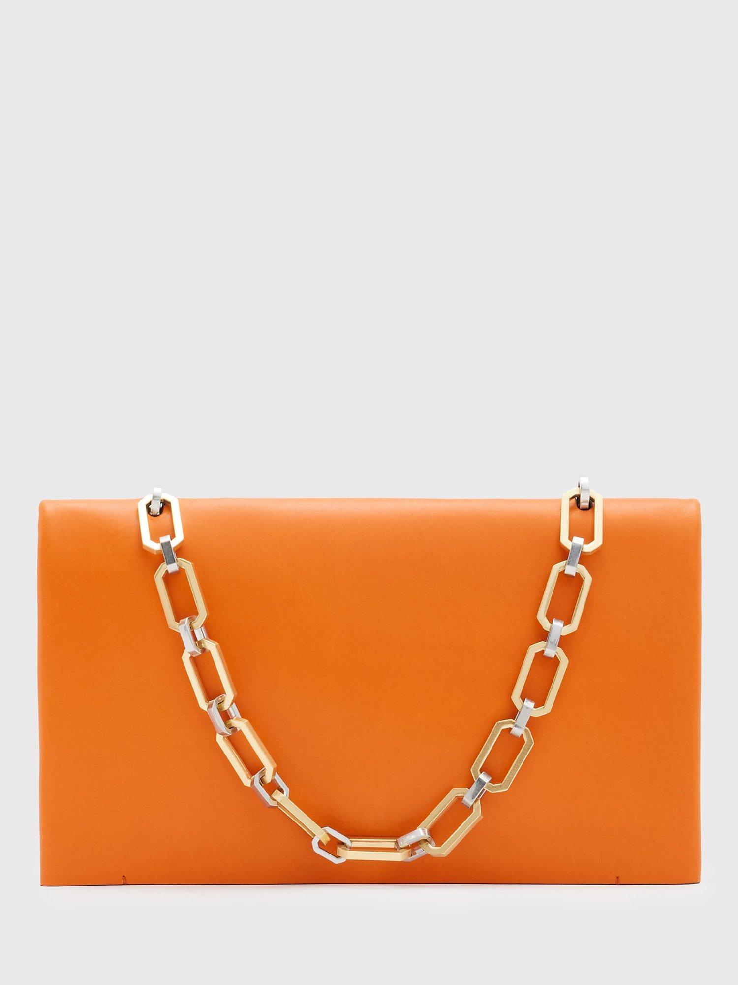 AllSaints Akira Clutch Bag, Pyrole Orange, One Size