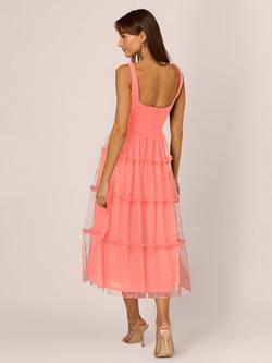 Adrianna by Adrianna Papell Knit And Mesh Midi Dress, Coral Coast - view 2, Coral Coast