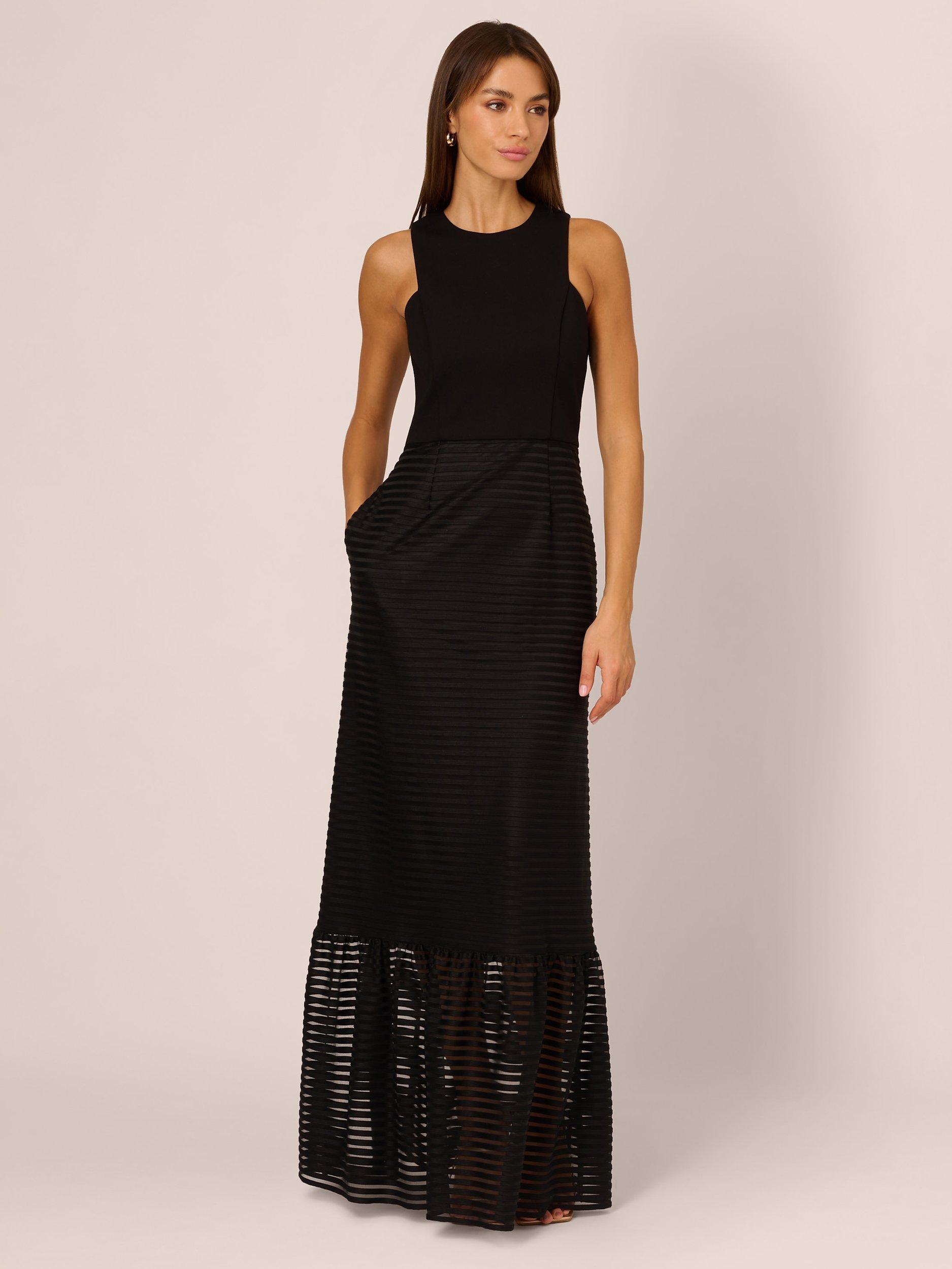 Adrianna by Adrianna Papell Shadow Stripe Maxi Dress Black