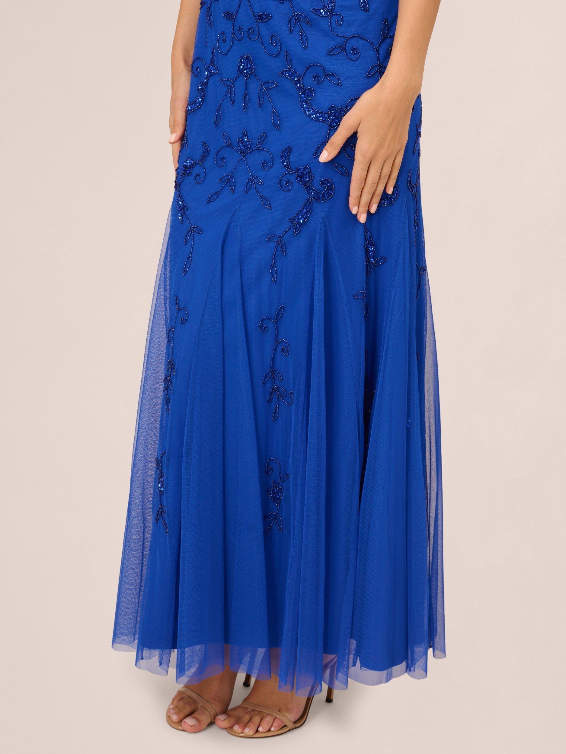 Product image 5 of 7, which shows Adrianna Papell Papell Studio Beaded Mesh Maxi Dress, Brilliant Sapphire, 10