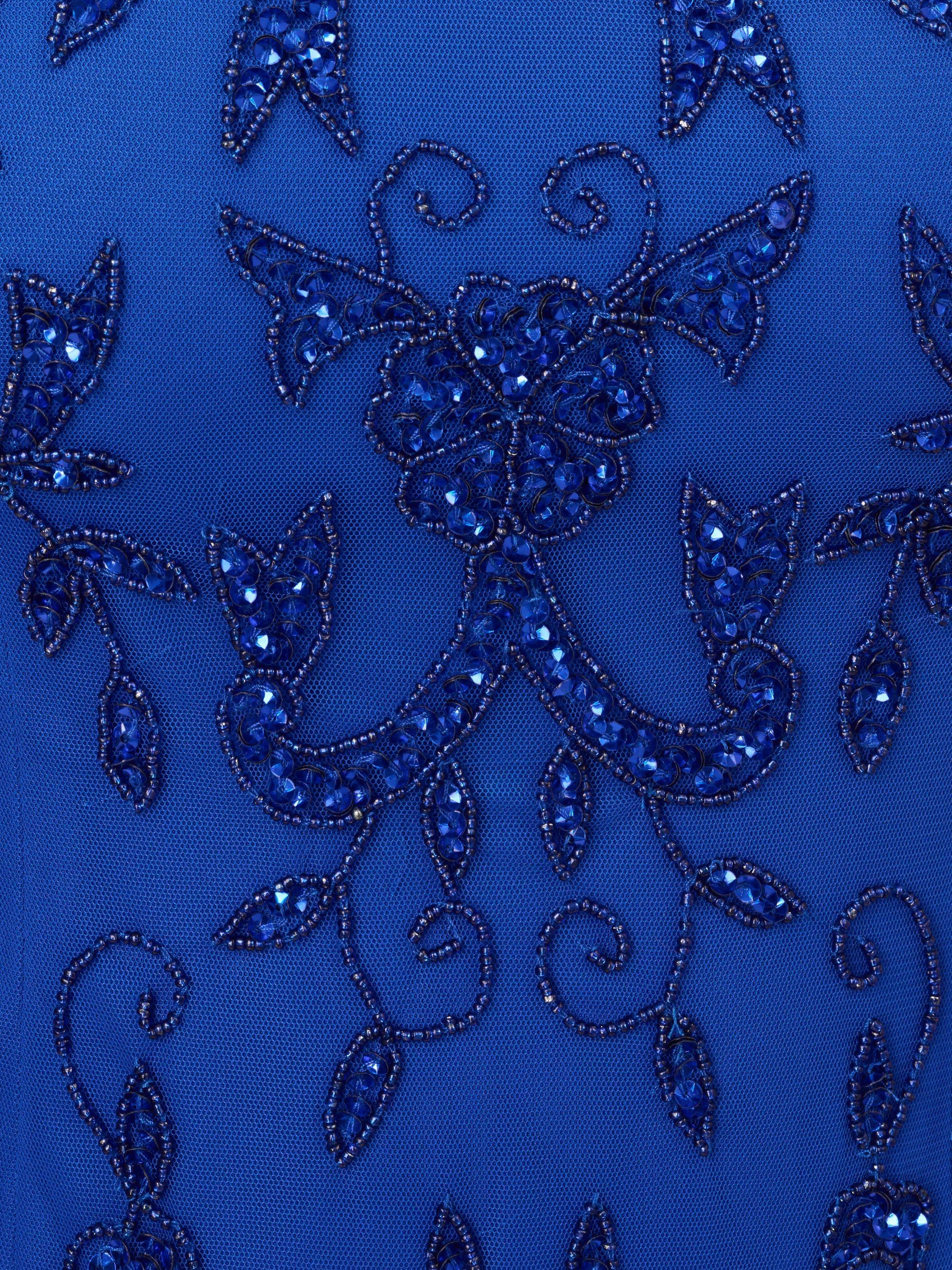 Product image 7 of 7, which shows Adrianna Papell Papell Studio Beaded Mesh Maxi Dress, Brilliant Sapphire, 10