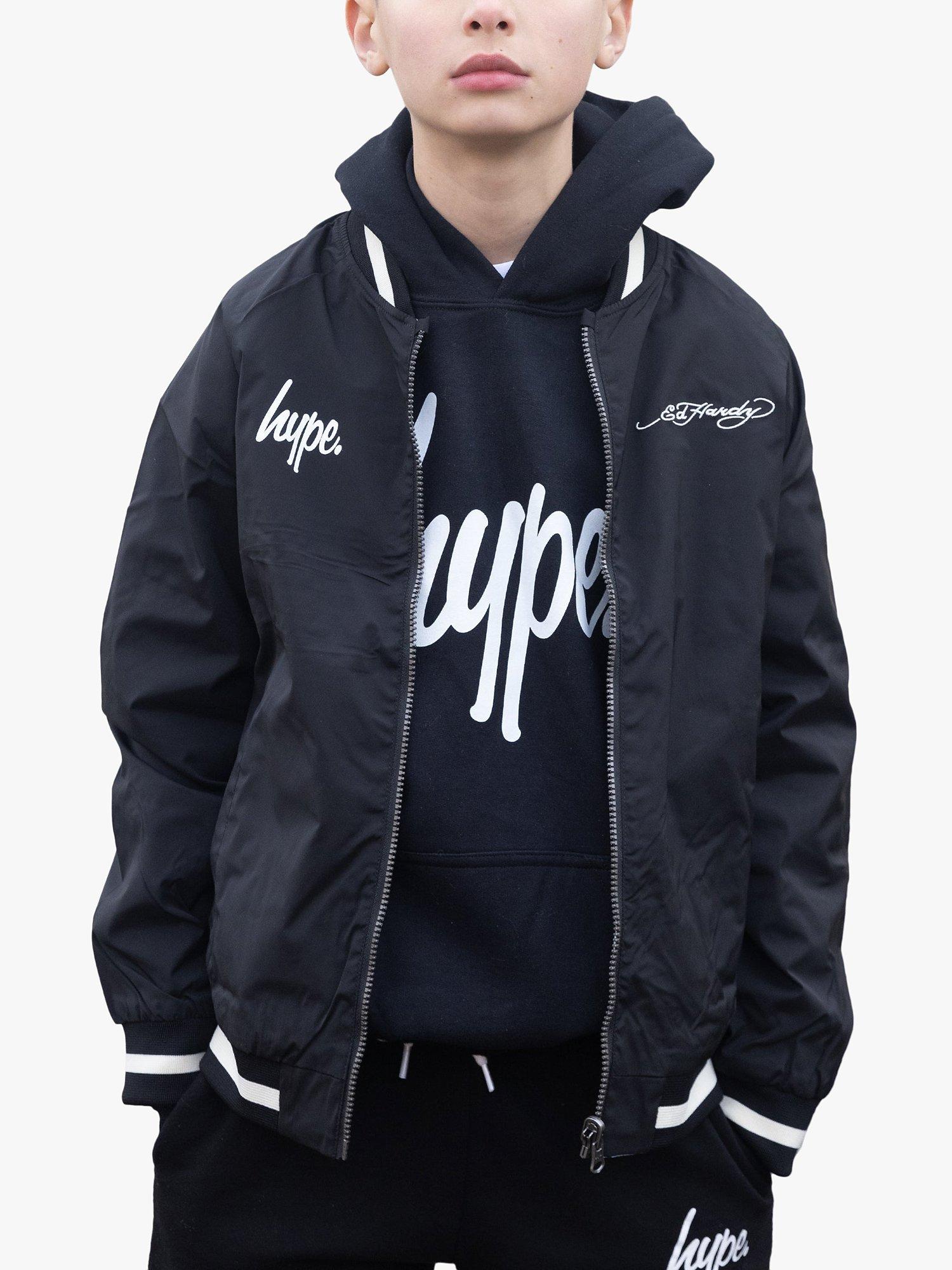 Hype Kids' HYPE. x Ed Hardy Reversible All Over Tiger Souvenir Jacket, Black