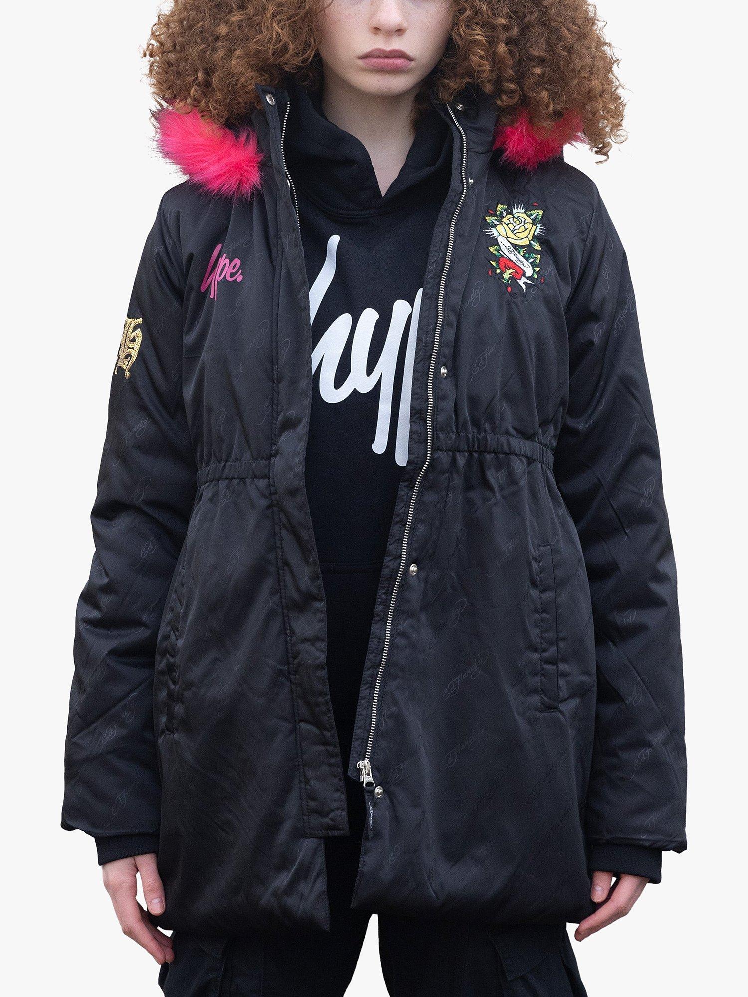 Hype Kids' HYPE. x Ed Hardy Jaquard Parka Jacket, Black