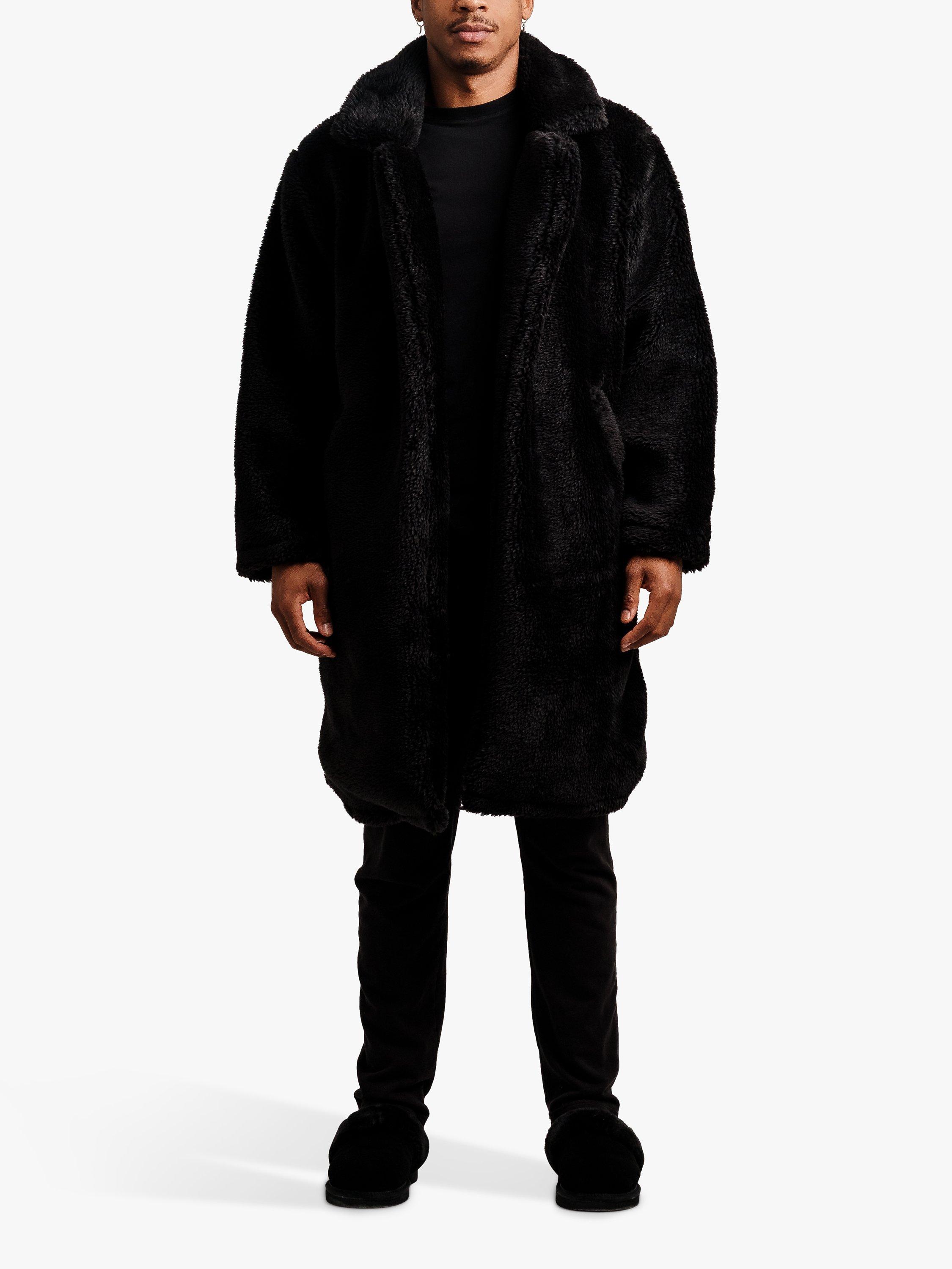 Ony Unisex Oversized Sherpa Trench Coat Black