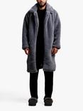 Ony Unisex Oversized Sherpa Trench Coat, Smoke