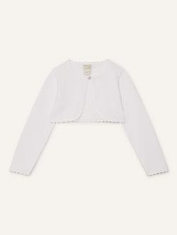 Monsoon Kids' Niamh Scalloped Cardigan, White, White