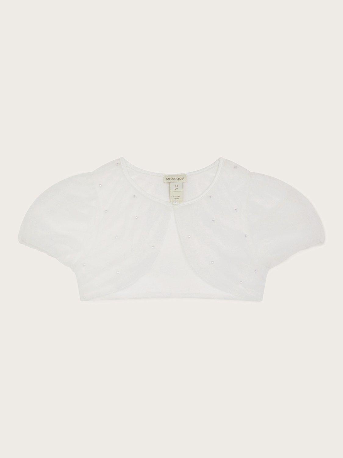 Monsoon Kids' Pearl Tulle Cardigan, Ivory
