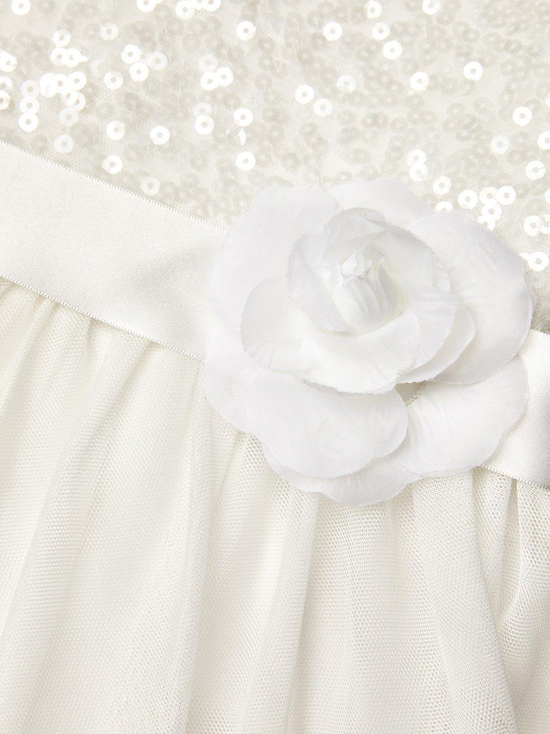 Product image 3 of 3, which shows Monsoon Kids' Truth Sequin Bridesmaid Dress, Ivory, 7 years
