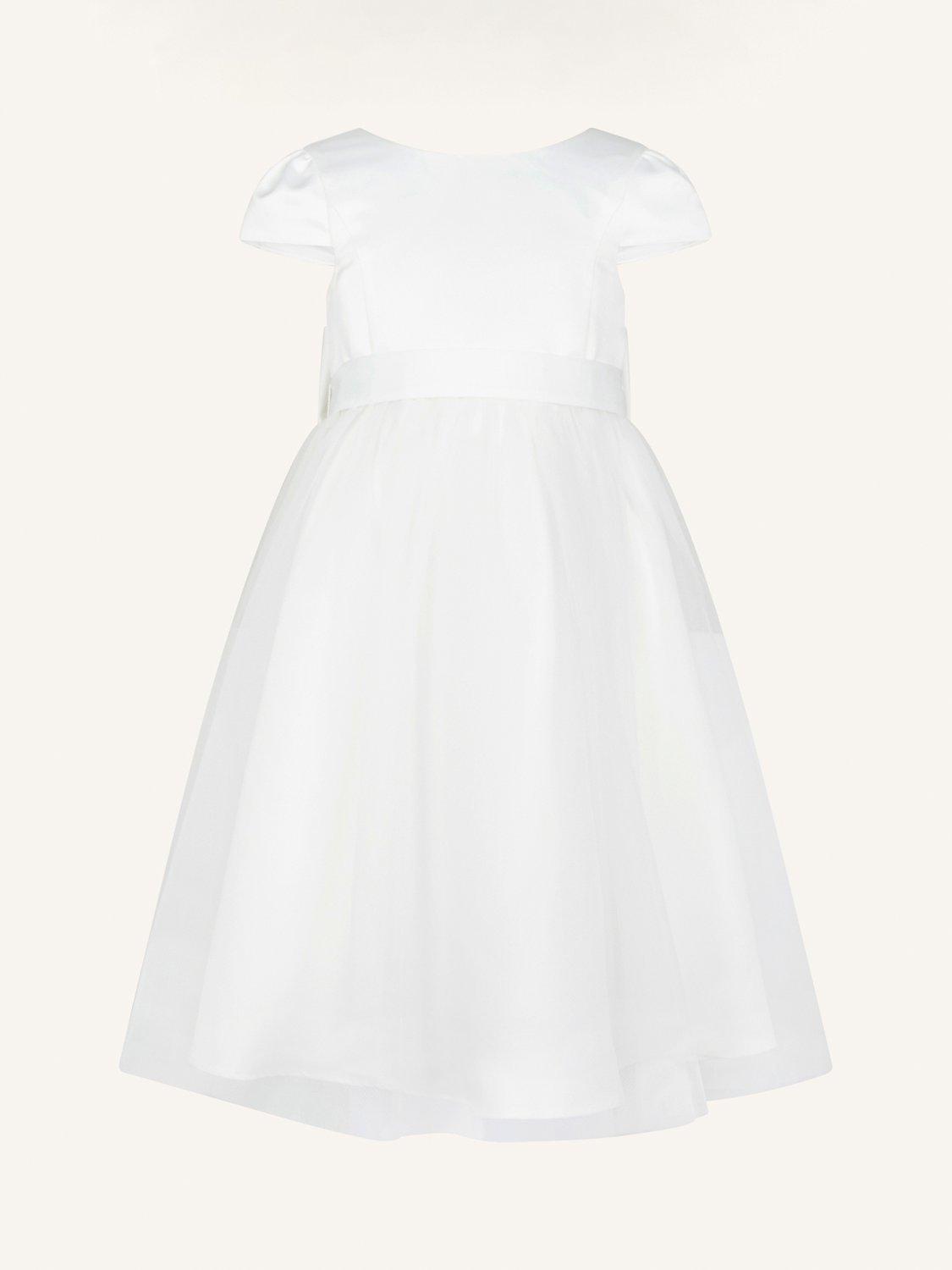 Product image 1 of 5, which shows Monsoon Kids' Tulle and Satin Bridesmaid Dress, Ivory, 3 years