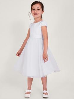 Monsoon Kids' Tulle and Satin Bridesmaid Dress, Ivory - view 2, Ivory