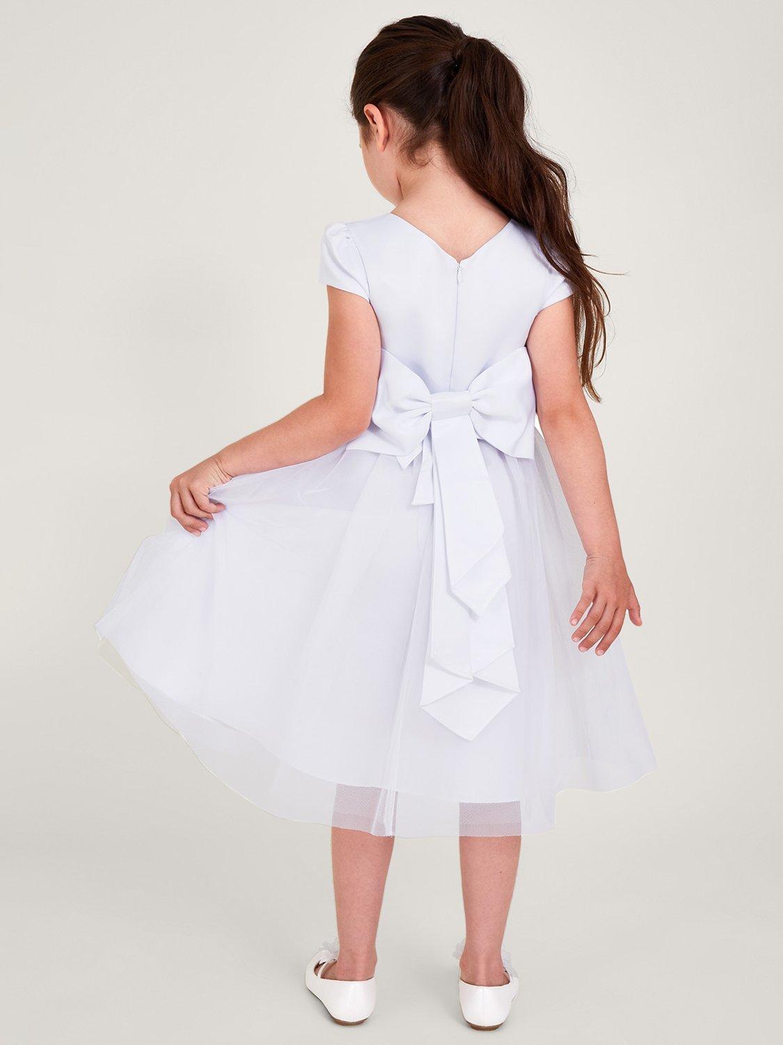 Product image 3 of 5, which shows Monsoon Kids' Tulle and Satin Bridesmaid Dress, Ivory, 3 years