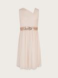 Monsoon Kids' Abigail One Shoulder Sequin Dress, Pale Pink