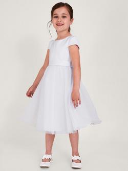 Monsoon Kids' Tulle Communion Dress, White, White