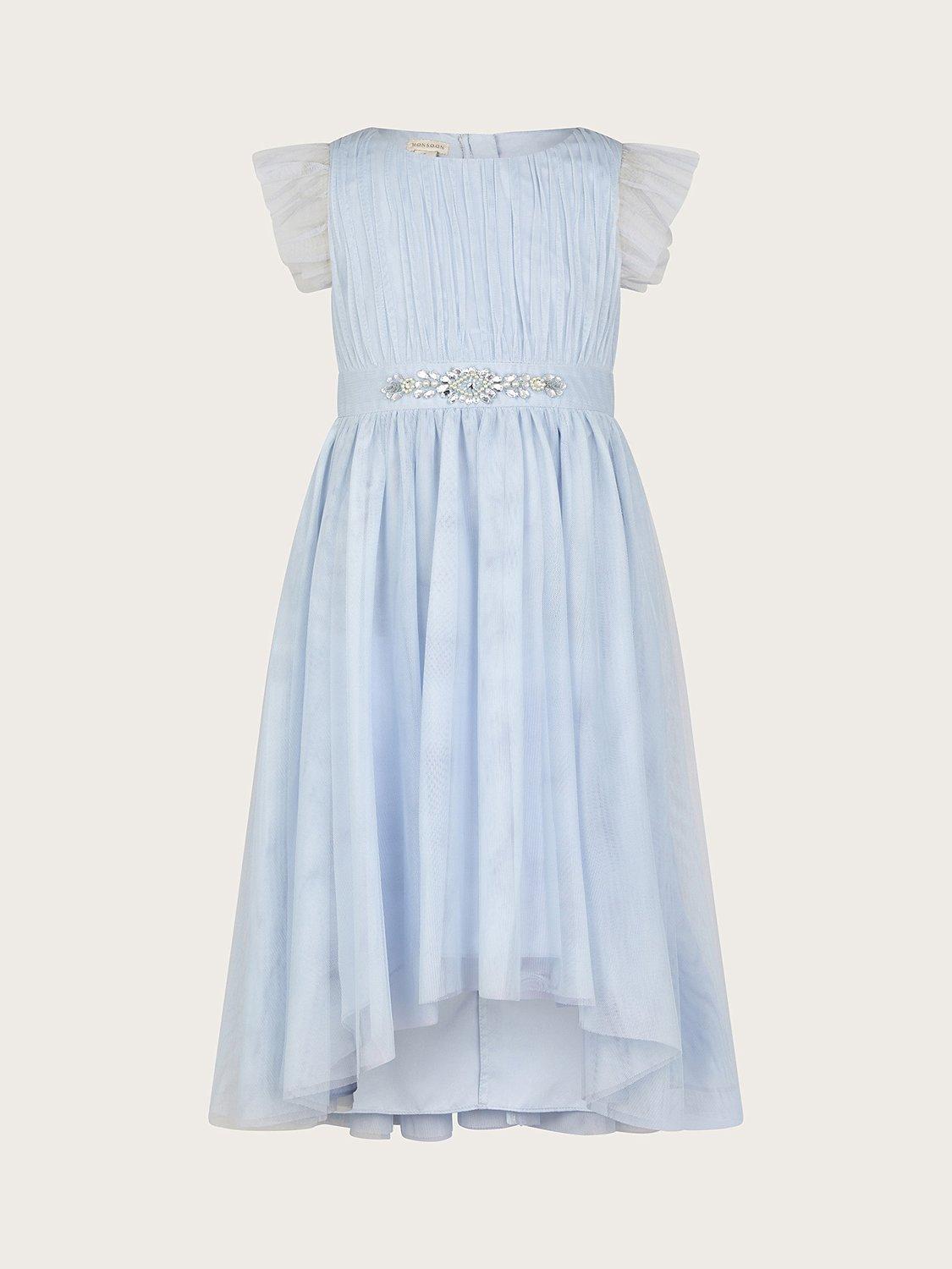 Monsoon Kids' Penelope Belted Dress, Pale Blue, 3 years