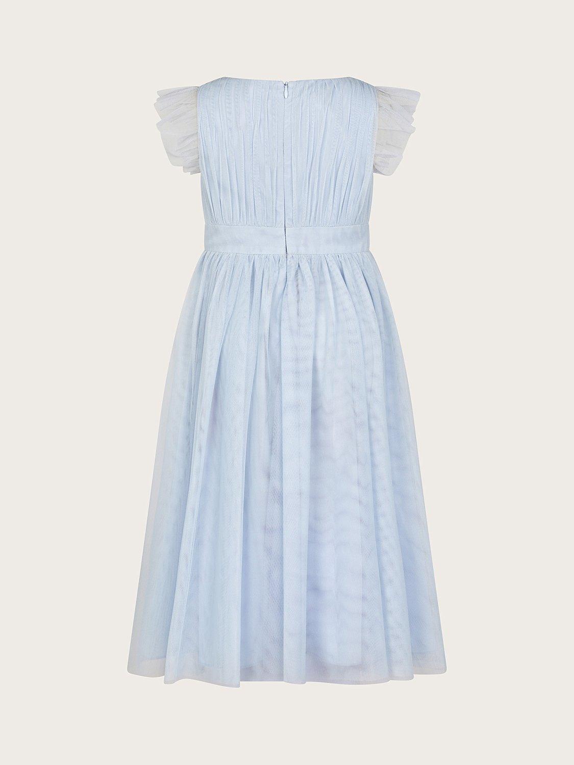 Monsoon Kids' Penelope Belted Dress, Pale Blue, 3 years