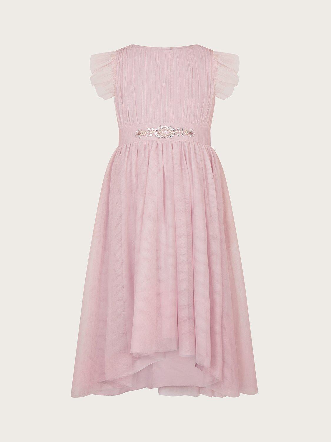 Monsoon Kids' Penelope Belted Dress, Pale Pink