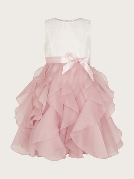 Monsoon Kids' Lace Bodice CanCan Ruffle Party Dress - view 2, Pink
