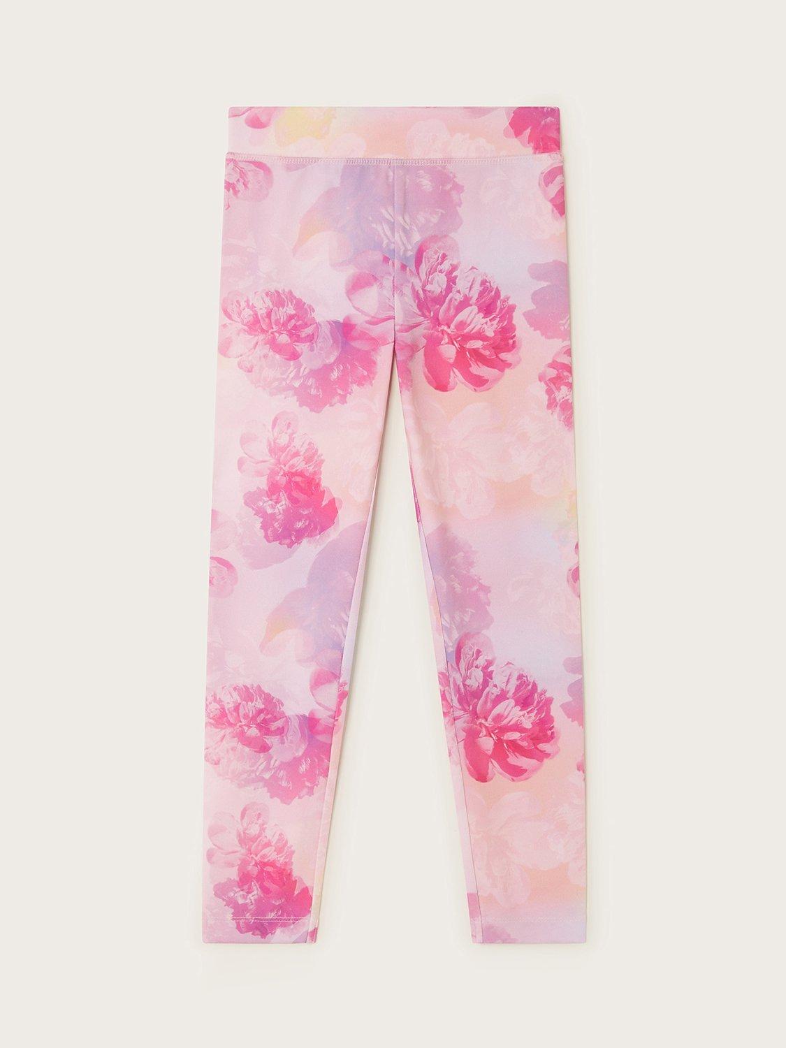 Monsoon Kids' Digi Floral Leggings, Pink