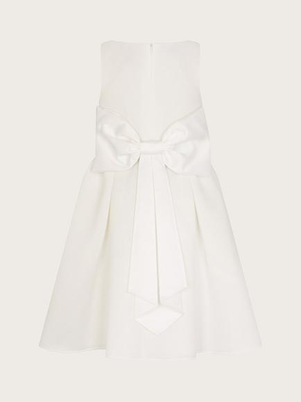 Monsoon Kids' Holly Scuba Bow Detail Bridesmaids Dress - view 2, Ivory