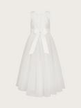 Monsoon Kids' Bernadette Tulle Embroiderd Occasion Maxi Dress, Ivory