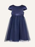 Monsoon Kids' Tulle and Satin Bridesmaid Dress, Navy