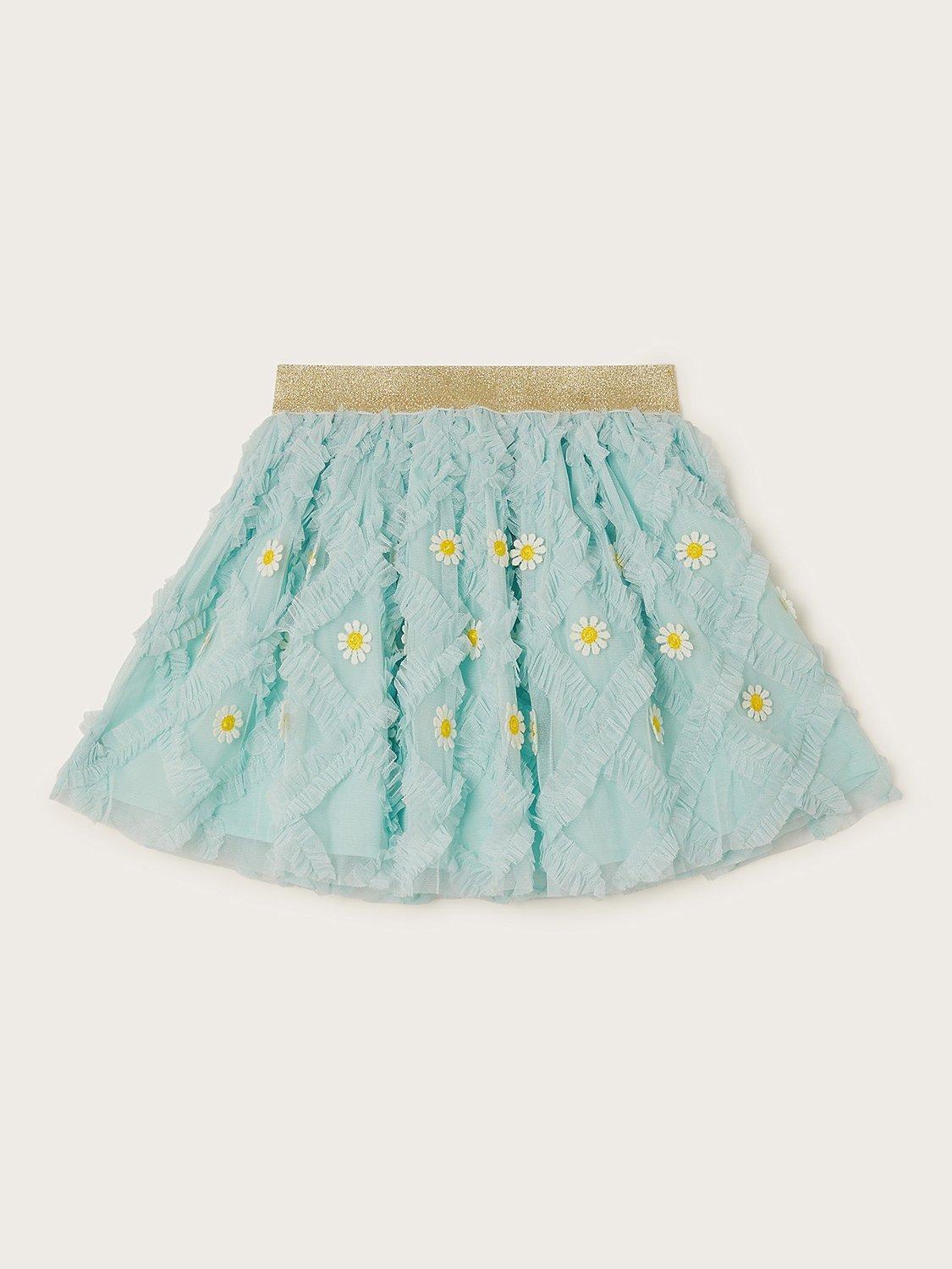 Monsoon Kids' Floral Ruffle Disco Skirt, Aqua