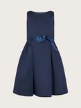 Monsoon Kids' Holly Scuba Bow Detail Bridesmaids Dress, Navy