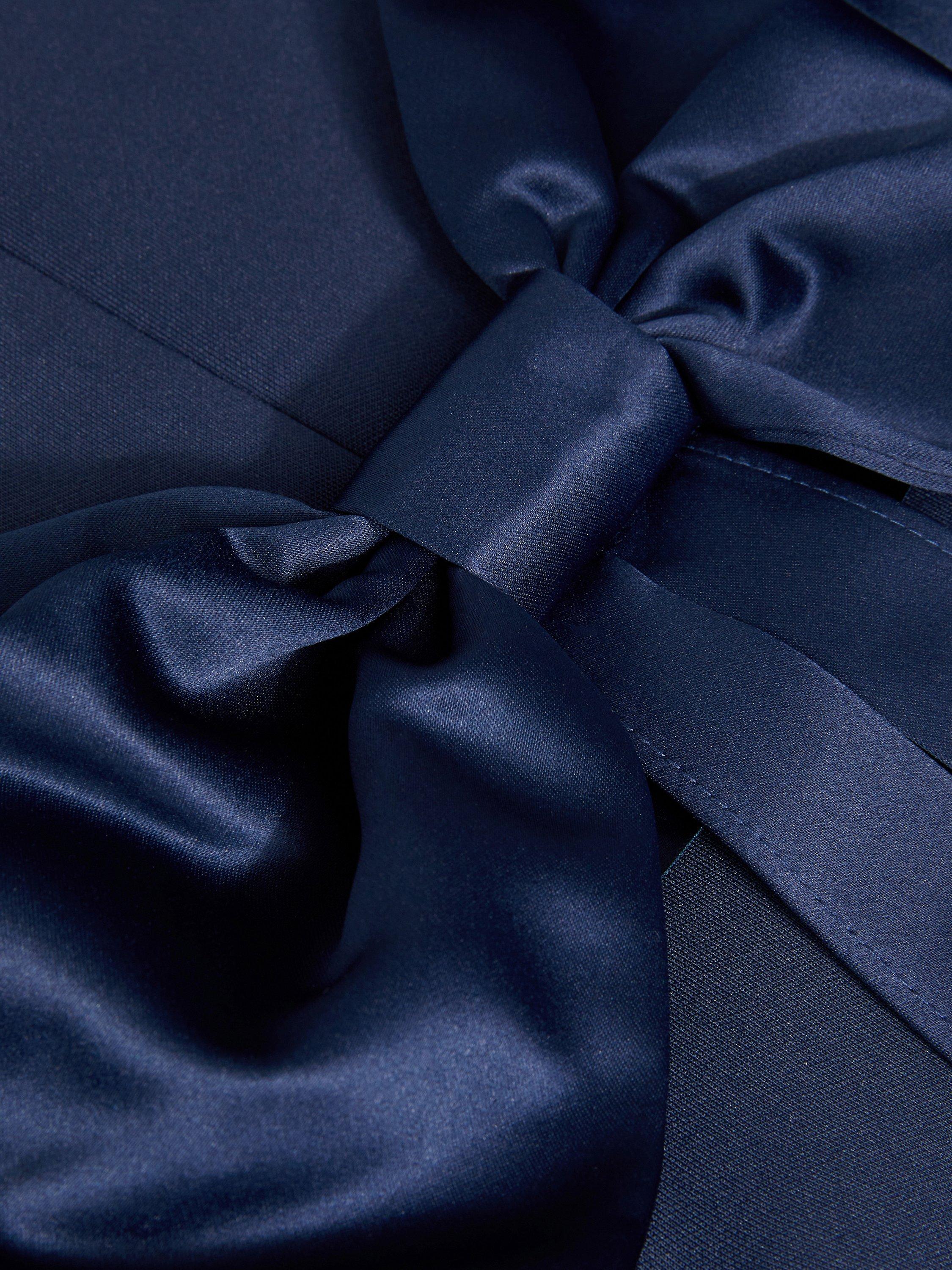 Product image 3 of 3, which shows Monsoon Kids' Holly Scuba Bow Detail Bridesmaids Dress, Navy, 3 years