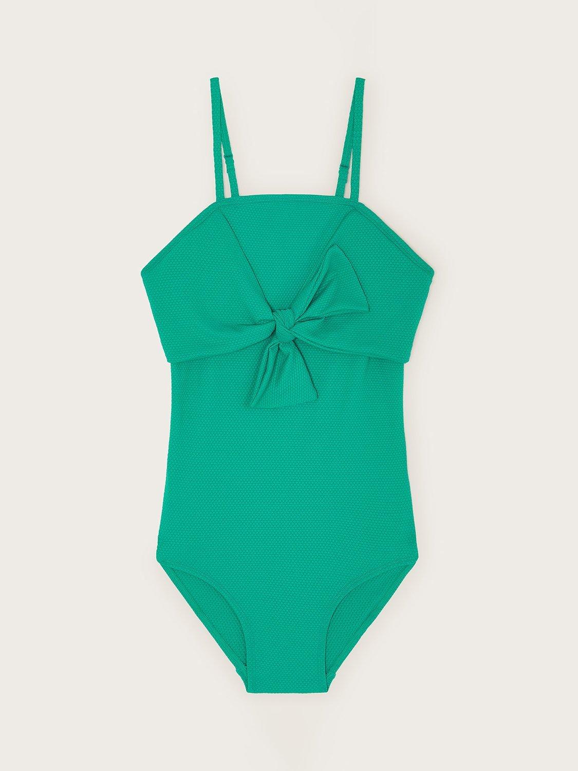 Monsoon Kids' Storm Bow Swimsuit, Green