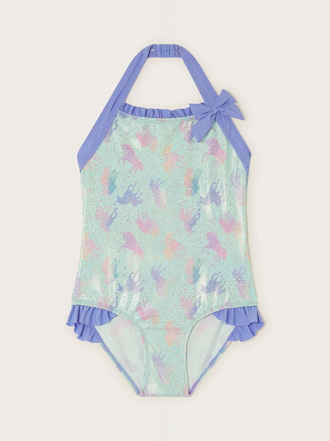Monsoon Kids' Unicorn Shimmer Swimsuit, Aqua