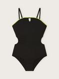 Monsoon Kids' Storm Textured Cut Out Swimsuit, Black