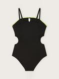 Monsoon Kids' Storm Textured Cut Out Swimsuit, Black