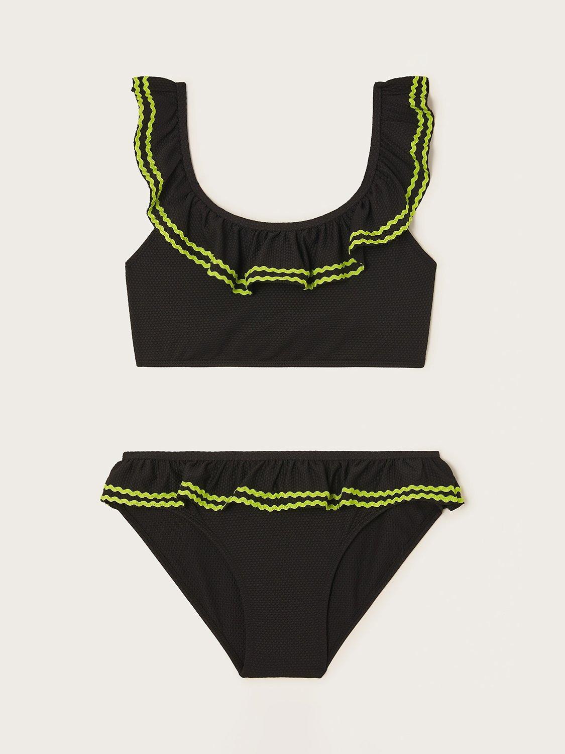 Monsoon Kids' Storm Ric Rac Bikini Set, Black