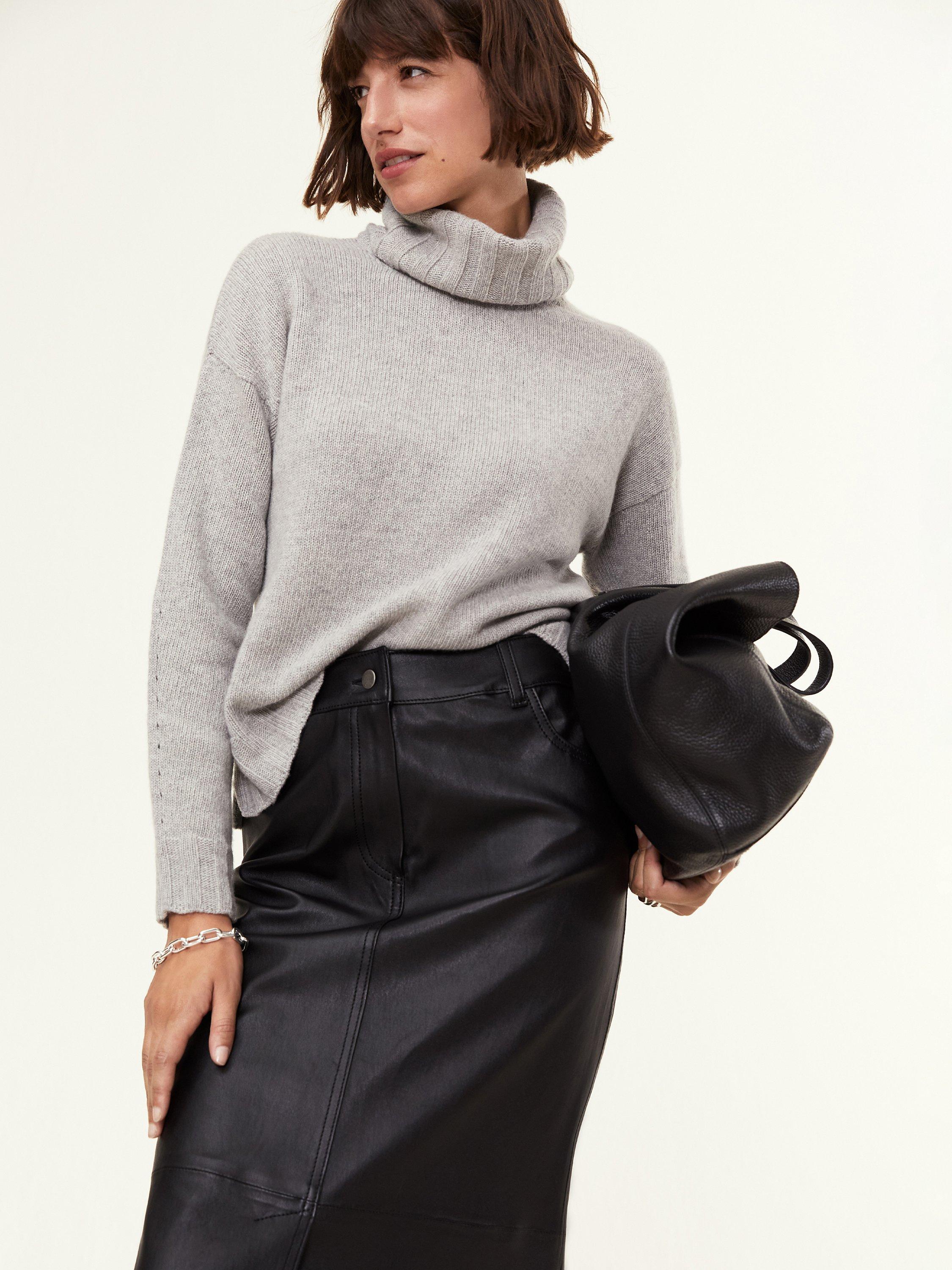 Baukjen Elle Roll Neck Wool and Cashmere Jumper, Ash Marl